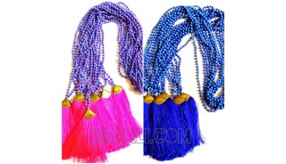 2 color fashion necklaces bead stone pendant tassel