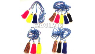 golden chrome tassel 5 color stone bead necklaces bali