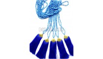 golden chrome tassel blue stone bead necklaces