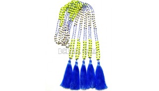 long necklaces tassels stone beads original blue