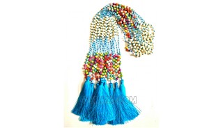 mix stone bead necklaces tassel turquoise long seed