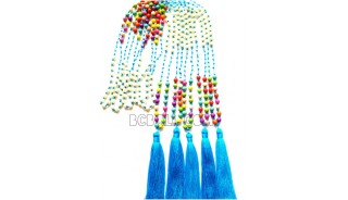 mix stone bead necklaces tassel turquoise long seed