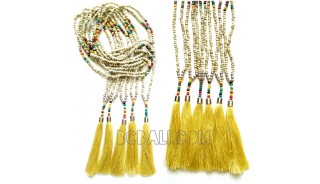 natural beaded necklaces tassels long strand handmade