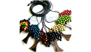 palm tree necklaces wooden strings 7 color