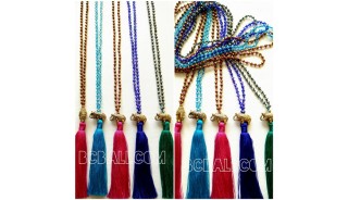 tassels necklaces crystal beads pendant elephant golden