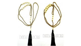 tassels necklaces pendant bead golden pearls