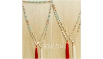 2color bali tassels necklaces beads stone rudraksha