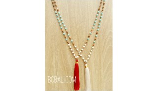 2color bali tassels necklaces beads stone rudraksha