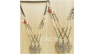 bronze caps pendant necklaces beads stone 3color