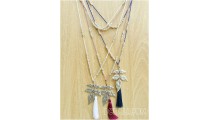 flower caps bronze necklaces tassels design