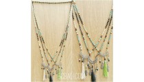tree color charm necklaces bead tassels bronze caps