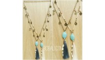 two color beads stone necklaces tassels handmade