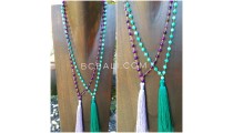 fashion necklaces tassels glass beads green