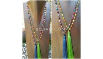 multi color ceramic beads tassels necklaces green blue