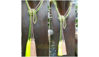 long tassels seeds necklaces double beads crystal