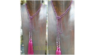 long strand necklaces tassels beads double mono color