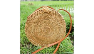 circle bag ata grass hand woven flower strap handmade