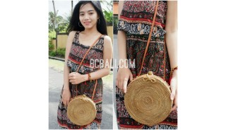 circle bag ata grass hand woven flower strap handmade