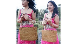 handbags ata grass rattan handle leather handmade bali