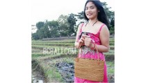 handbags ata grass rattan handle leather handmade bali