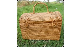 ethnic cosmetic box handmade from rattan ata grass hand woven