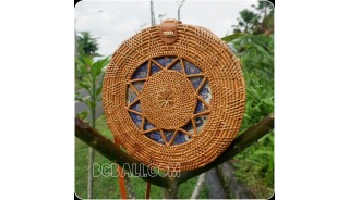 ethnic design circle star handmade handbag rattan handwoven ata grass