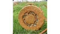 new circle design rattan ata hand woven batik lining handbag