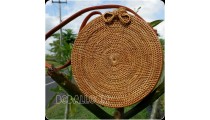 rattan hand woven ata handbag lining full handmade circle short handle 