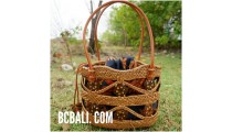 balinese style handwoven ata grass woman tote bag with batik lining