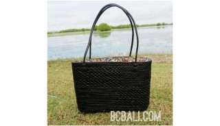 black ata grass rattan full handwoven handbag bali design