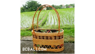 ethnic style balinese tote bag ladies with grass straw rattan handwoven