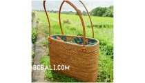 full handmade handbag straw grass handwoven ethnic process