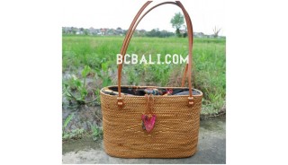 handmade ethnic design rattan grass straw handbag bali