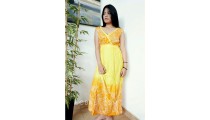 bali fashion batik rayon printing long dress pattern clothes design yellow