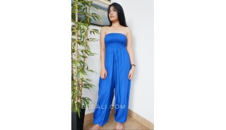 jumpsuit bali fashion design clothes rayon solid color blue