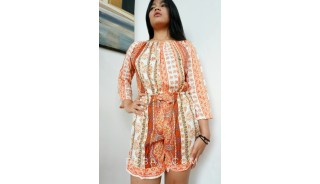 short dress bali clothing fashion fabric printing rayon orange