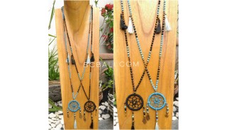 dream catcher pendant necklace bead strand tassels handmade