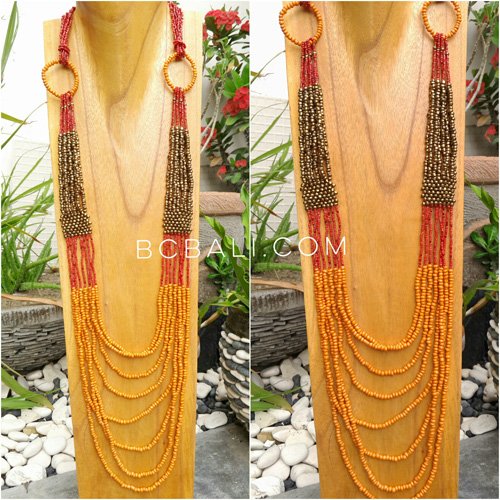long strand seeds women necklaces wrapted golden strand long strand