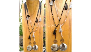 tassel necklace pendant seashells bead strand handmade