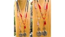 tassels necklace beads pendant seashells bali handmade