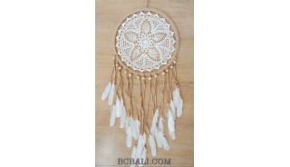 bali handmade crochet dream catcher leather suede feather home decor