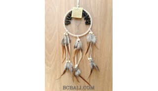 bead stone dream catcher long feather leather suede indonesian design
