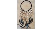 big circle bali design dream catcher long multiple feathers with leather