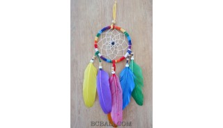 colorful dream catcher feather leather string handmade bali