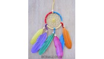 colourful dream catcher feather leather string handmade bali style