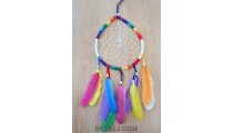 colorful dream catcher feather leather string oval handmade bali