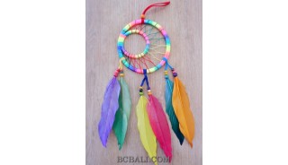 colorful dream catcher feather nylon string handmade bali