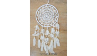 crochet bali handmade dream catcher big circle leather suede feathers
