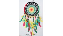 crochet dream catcher colorful rasta bali feathers design