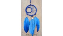 double circle inside dream catcher peaceful blue feather
